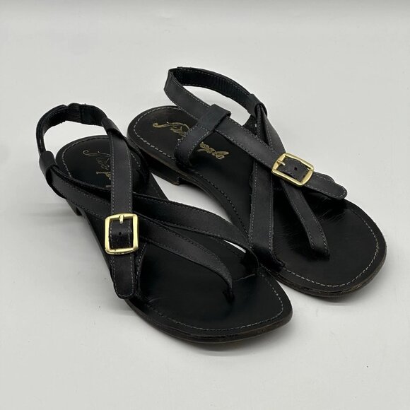 Free People La Risa Capri Blue Leather Flats Strappy Sandals EU 39 / US Size 8.5 - Picture 1 of 8